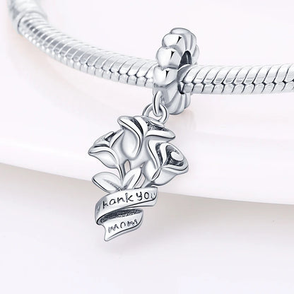 925 Silver Color Love Mother's Day Collection Charms