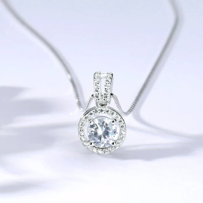 S925 Sterling Silver Necklace round fine pendant.