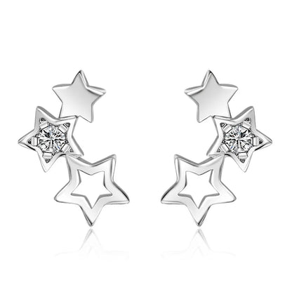 925 Sterling Silver Star Pendant Necklace Crystal Earrings