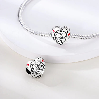 925 Silver Color Love Mother's Day Collection Charms