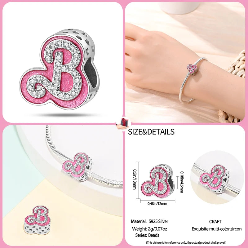 s925 Sterling Silver Pink Style Collection Charm