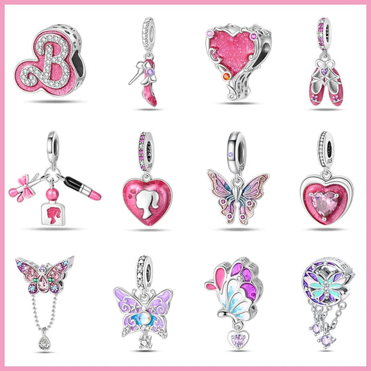 s925 Sterling Silver Pink Style Collection Charm