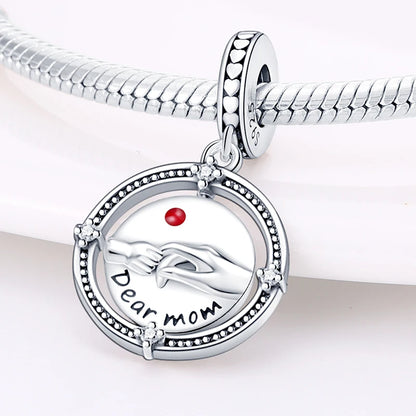 925 Silver Color Love Mother's Day Collection Charms