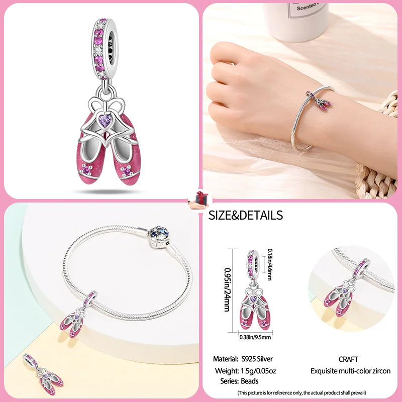 s925 Sterling Silver Pink Style Collection Charm