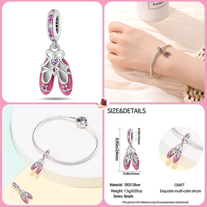 s925 Sterling Silver Pink Style Collection Charm