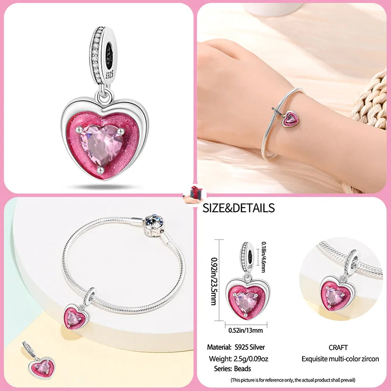 s925 Sterling Silver Pink Style Collection Charm