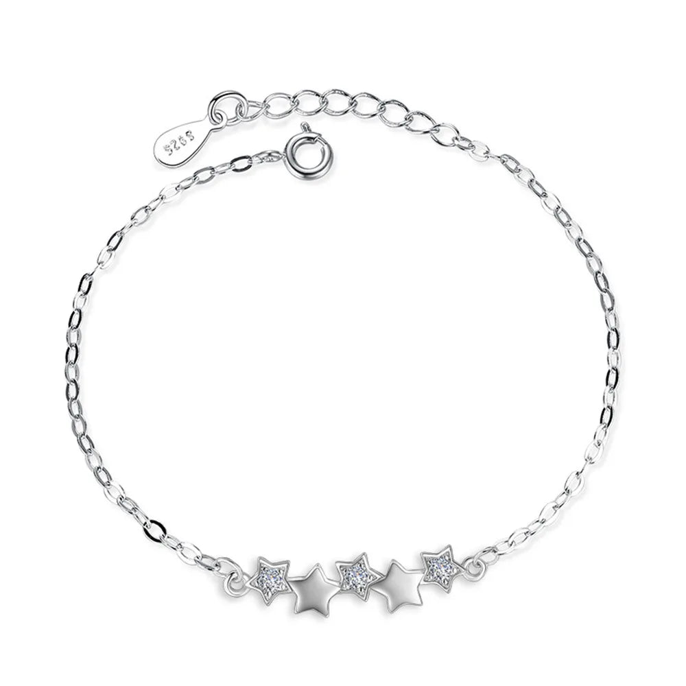 925 Sterling Silver Star Pendant Necklace Crystal Earrings