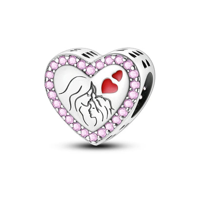 925 Silver Color Love Mother's Day Collection Charms